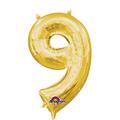 Anagram 16 in. Number 9 Gold Shape Air Fill Foil Balloon 78540
